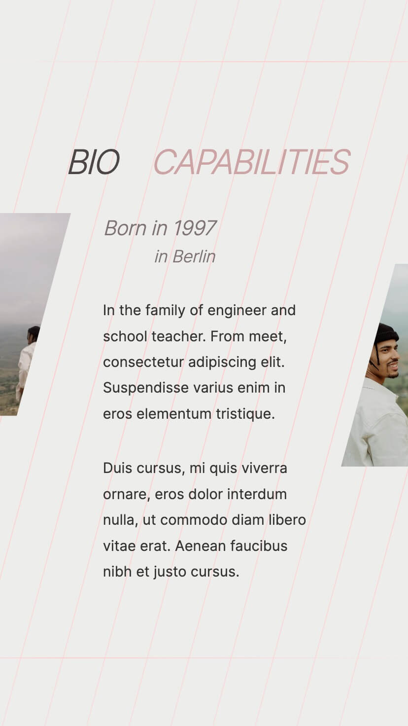 swiss style webflow minimal template, personal, mobile design