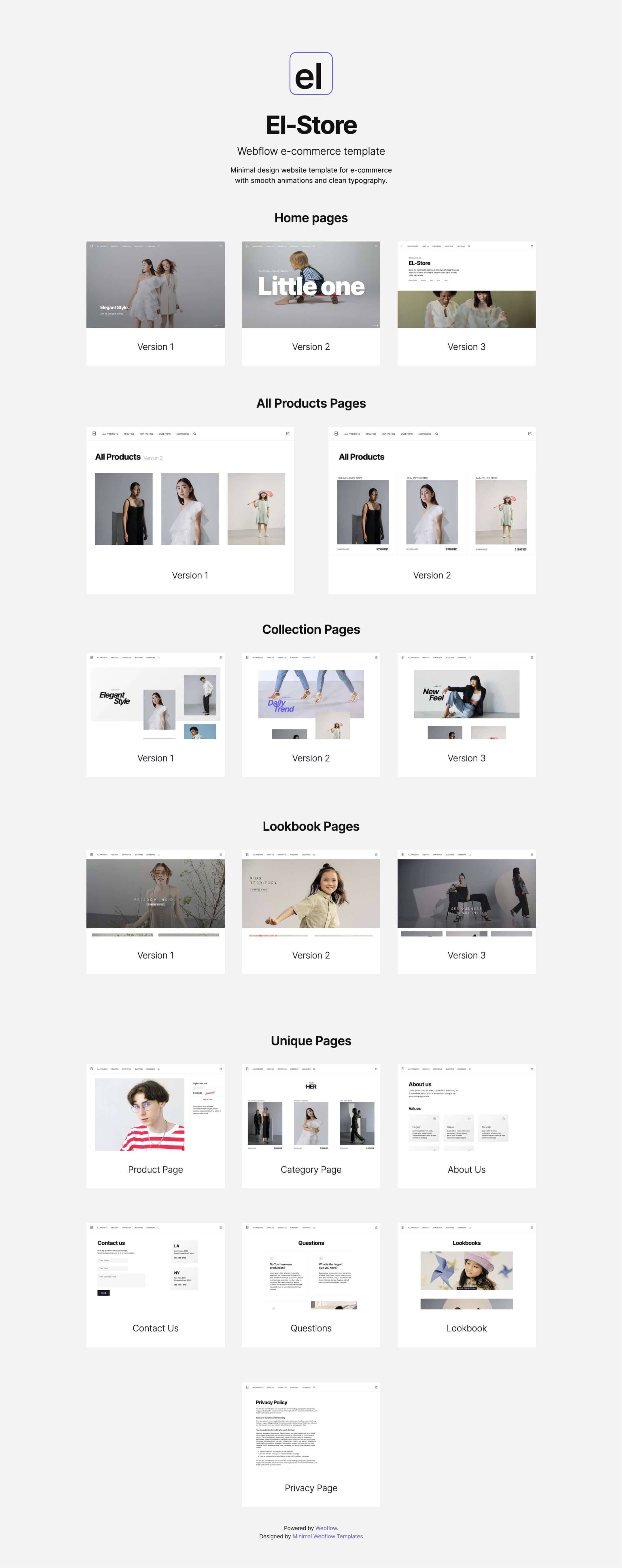 Webflow store template