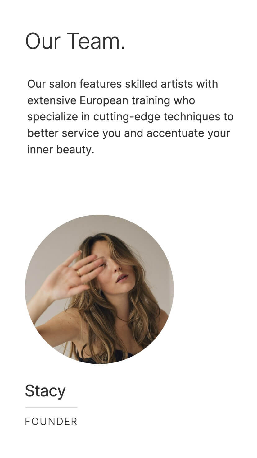 beauty spa webflow template, mobile design