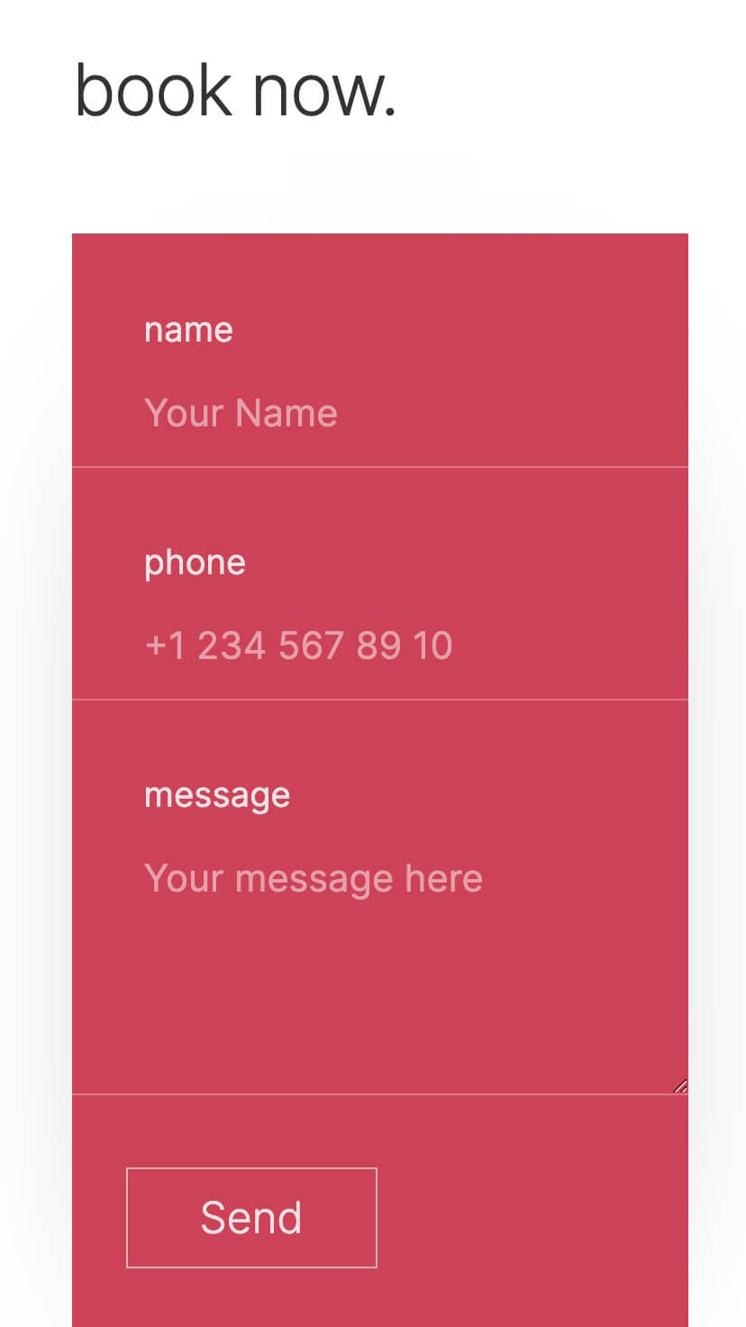 beauty spa webflow template, mobile design