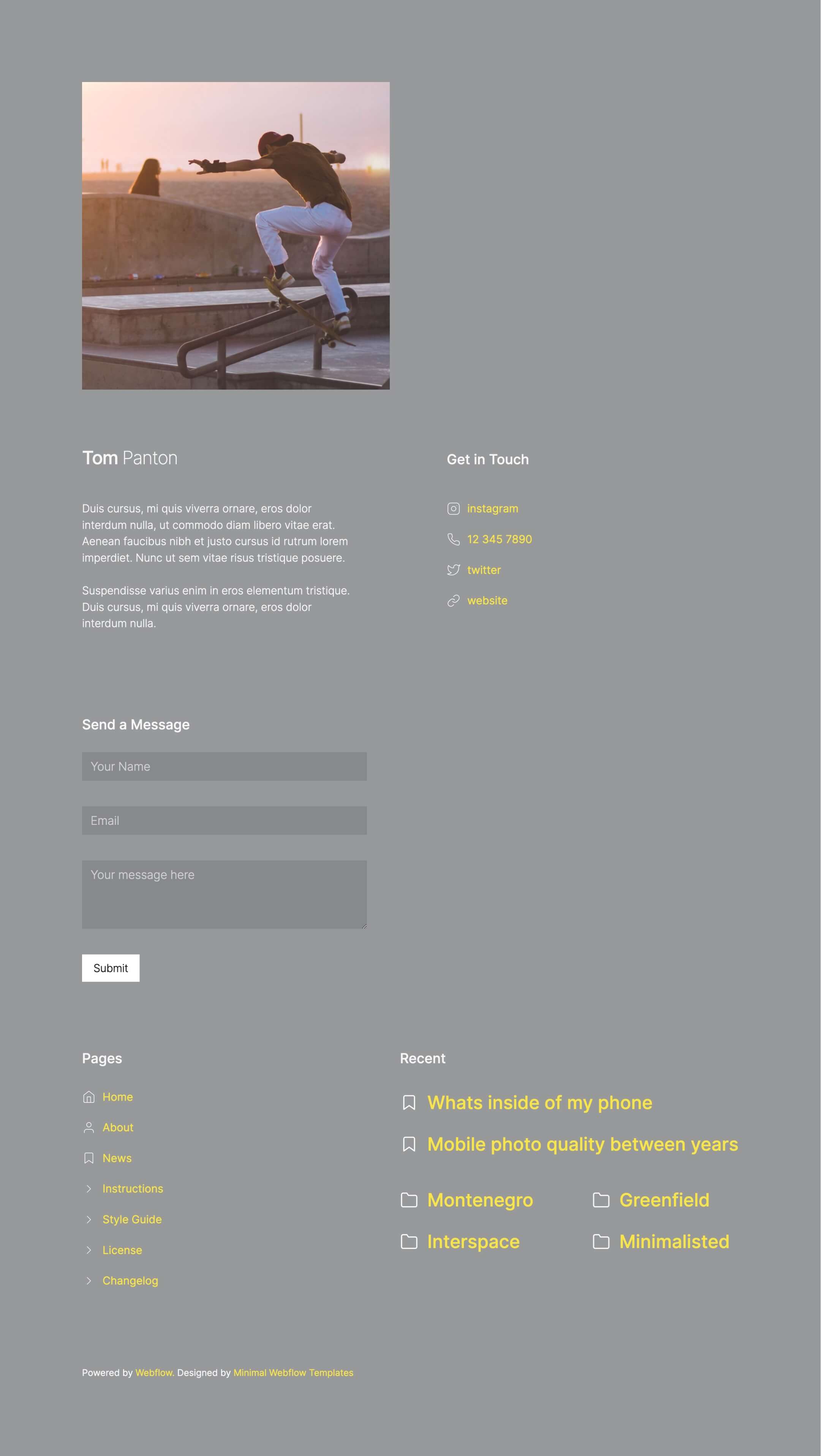 webflow template for photographers