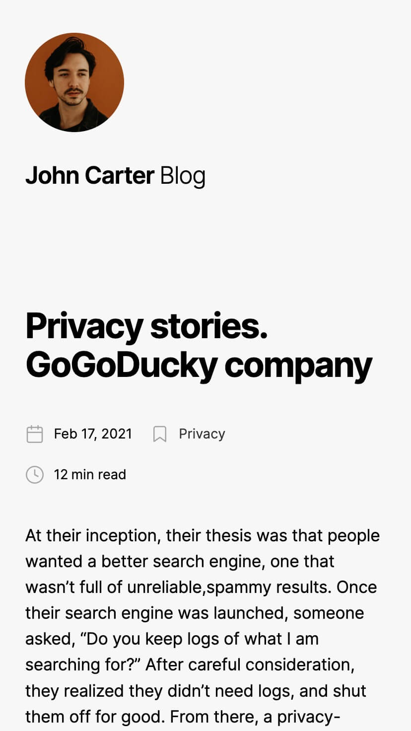 webflow blog template, mobile design