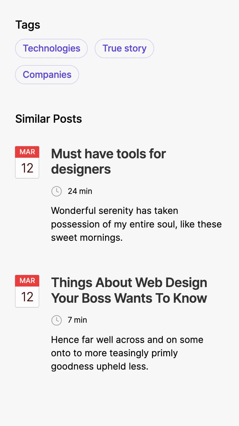 webflow blog template, mobile design