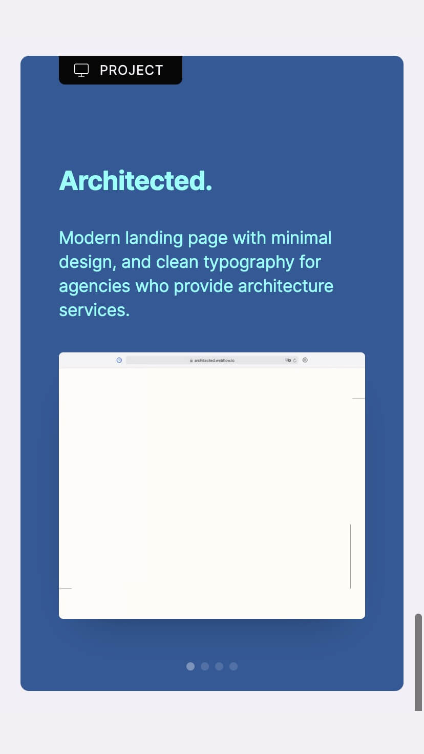 creative portfolio designer webflow template, mobile design