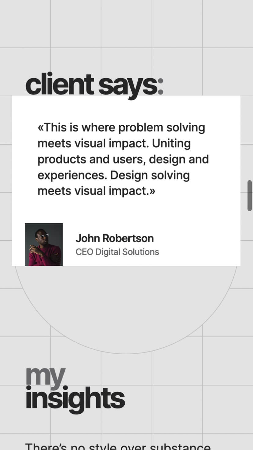 creative typography portfolio webflow template, mobile design