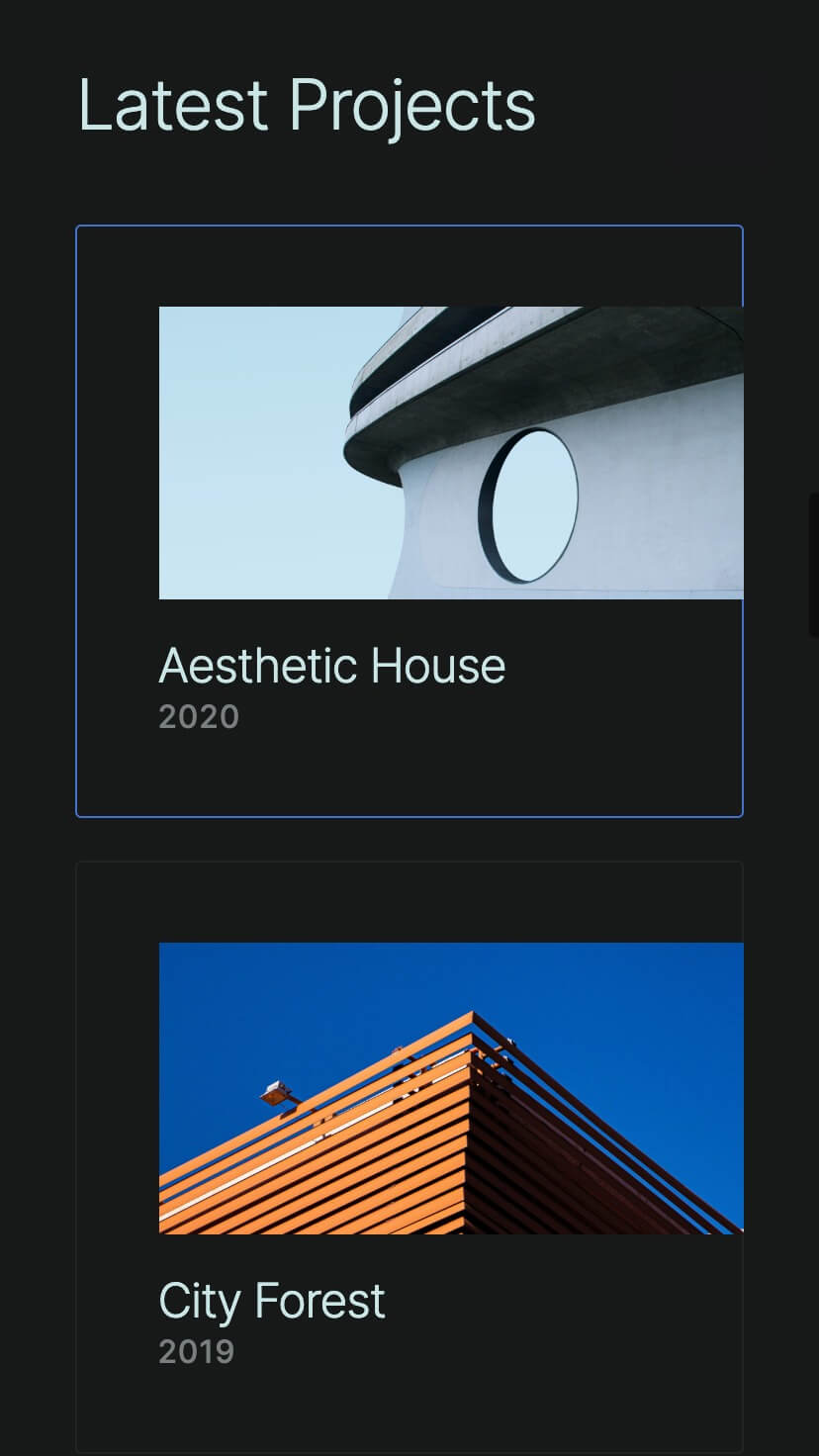 dark design webflow template, interior, architecture, mobile design
