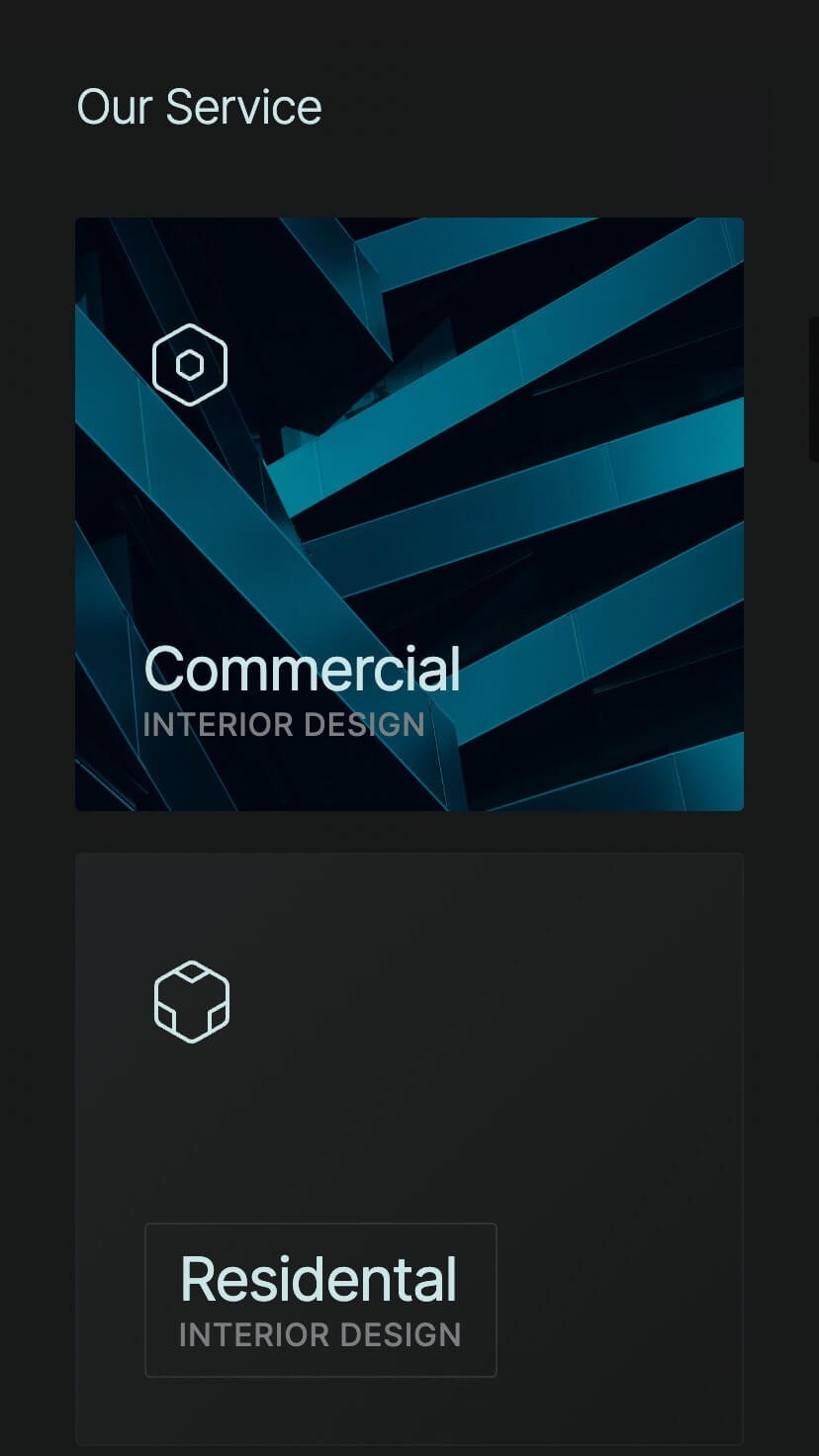 dark design webflow template, interior, architecture, mobile design