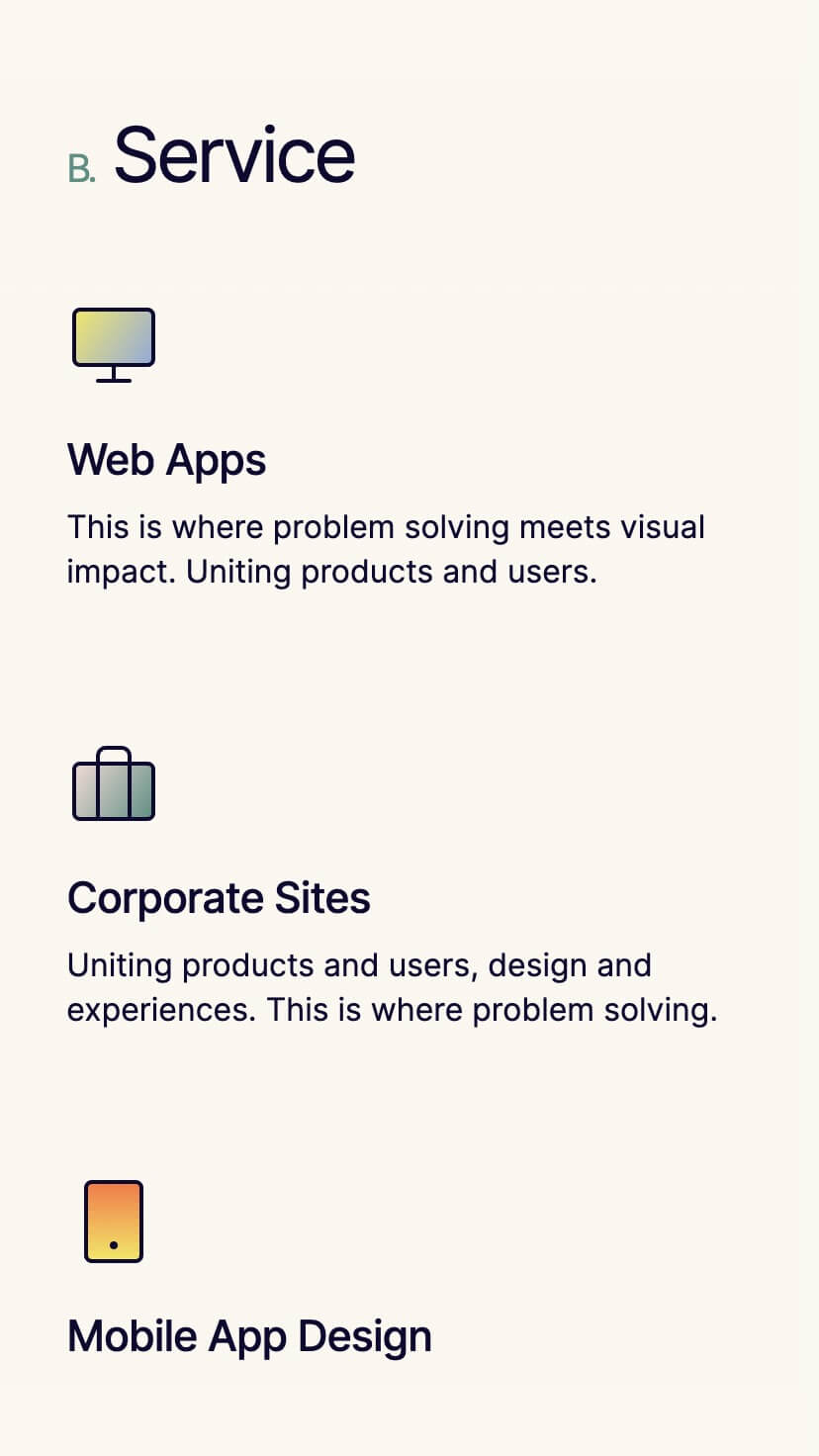creative one page portfolio designer webflow template, mobile design