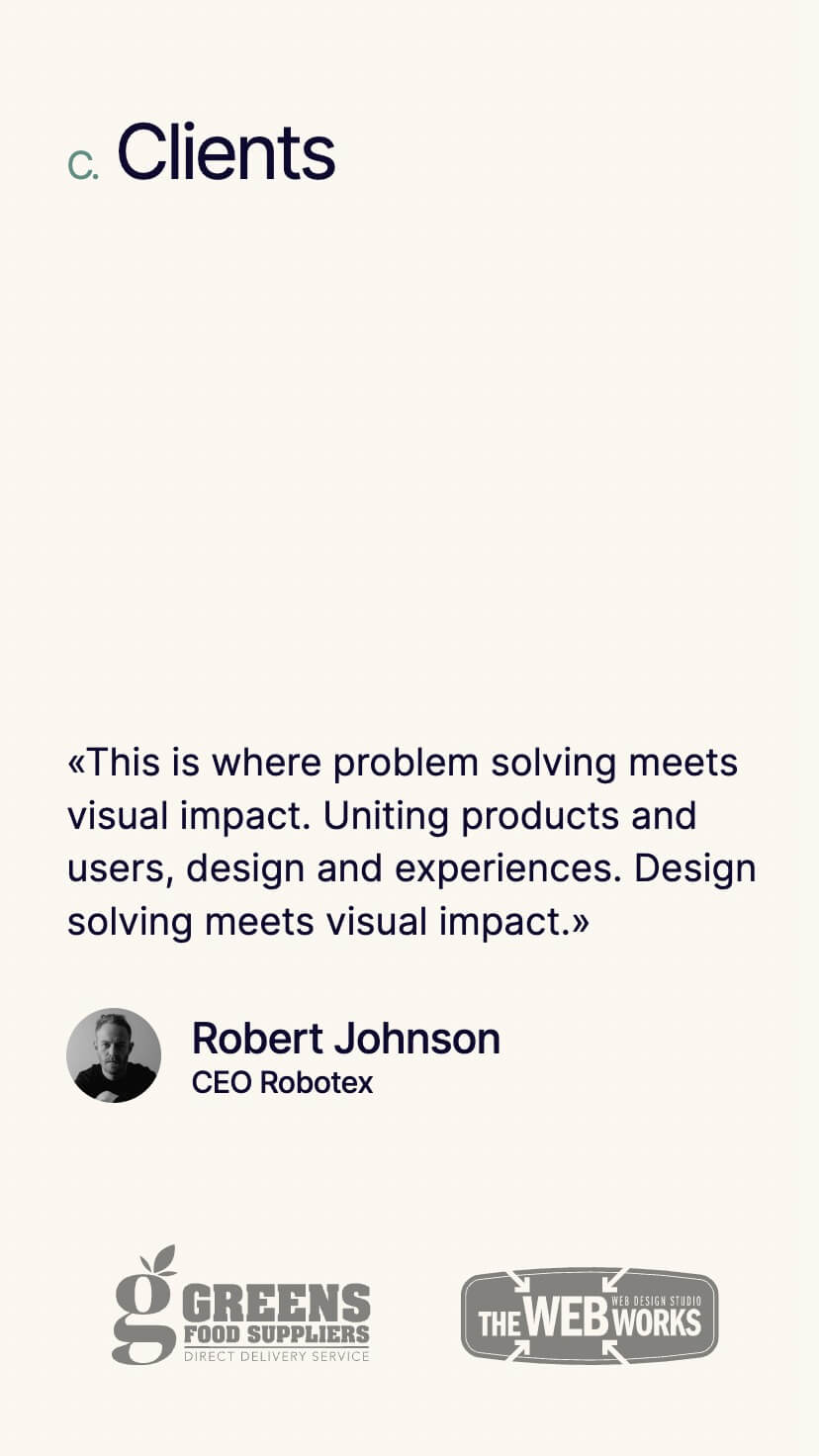 creative one page portfolio designer webflow template, mobile design