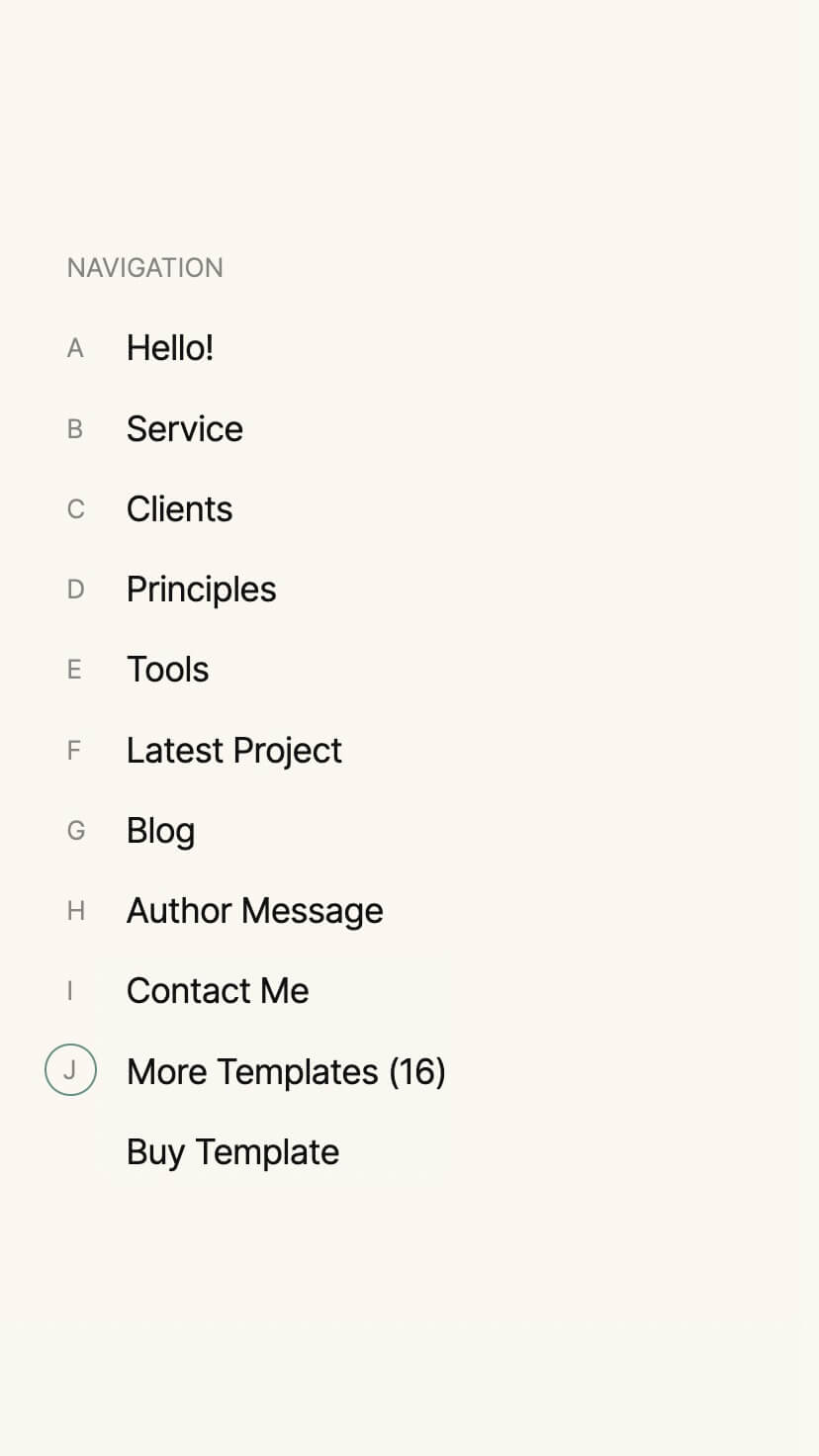creative one page portfolio designer webflow template, mobile design