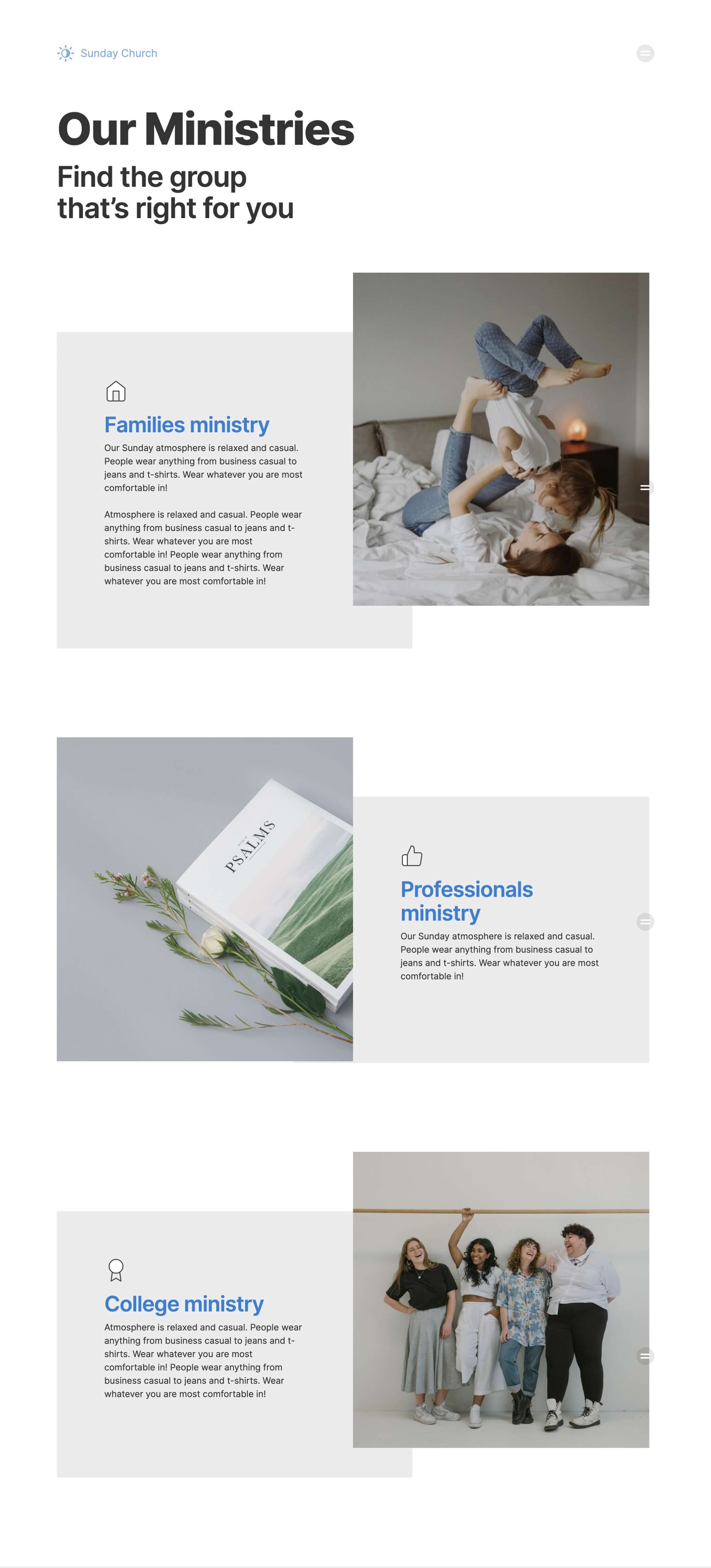 church, non profit, company webflow template