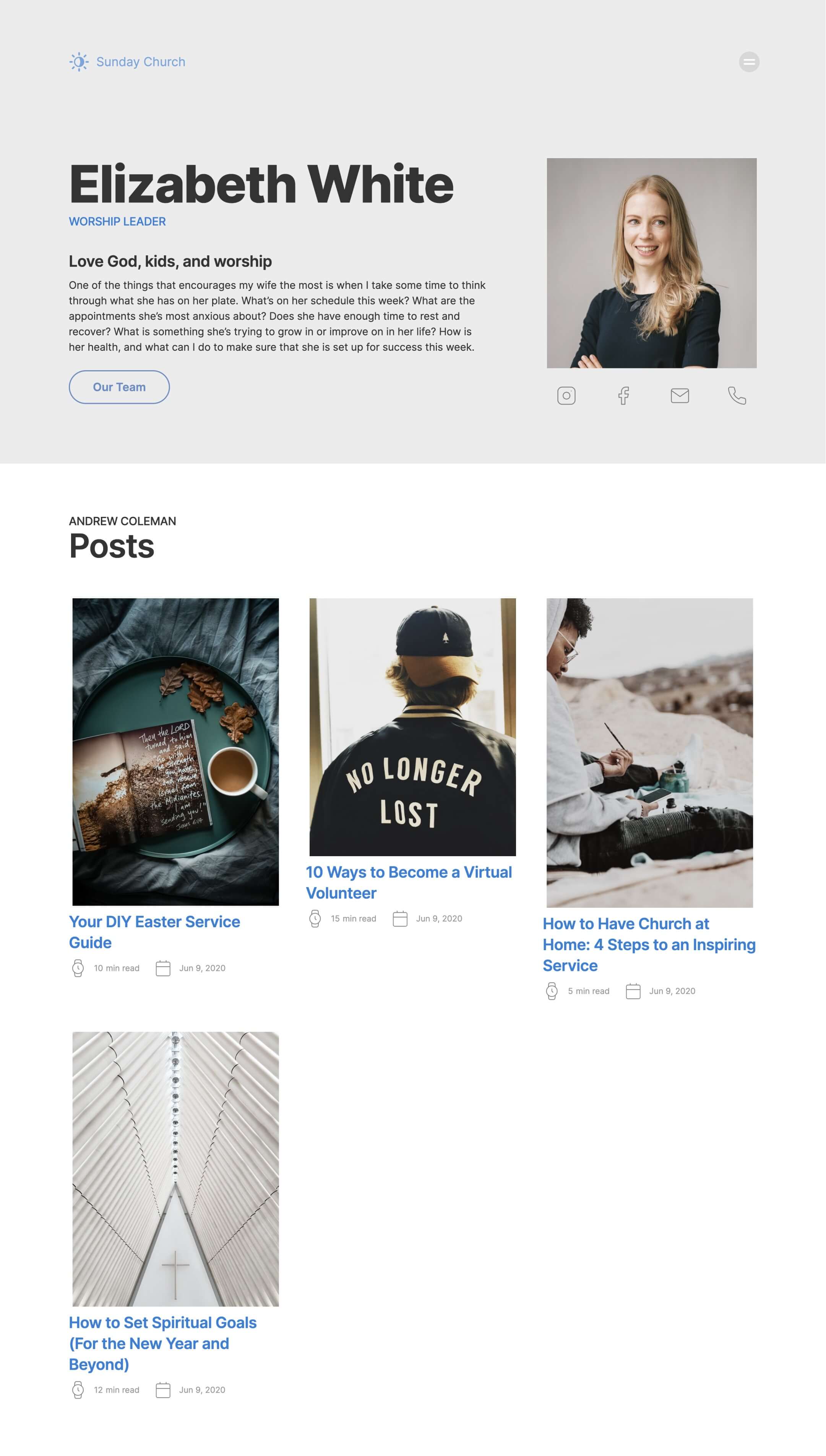 church, non profit, company webflow template
