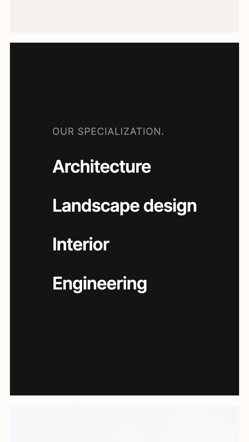 architect, interior, design studio webflow template, mobile design