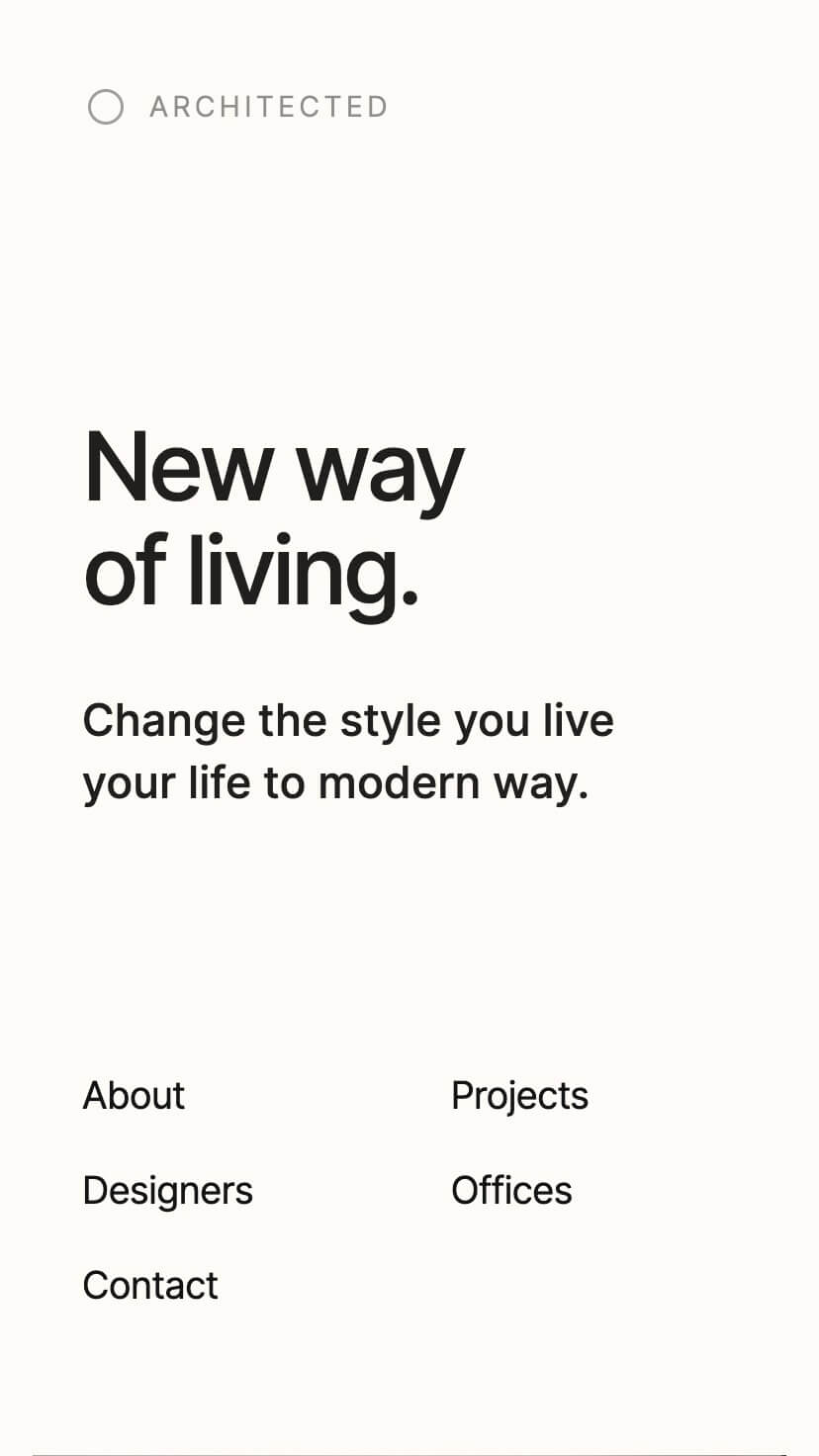 architect, interior, design studio webflow template, mobile design