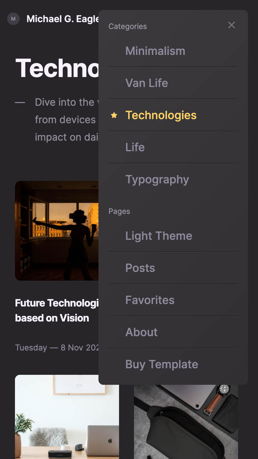 webflow blog template, dark theme