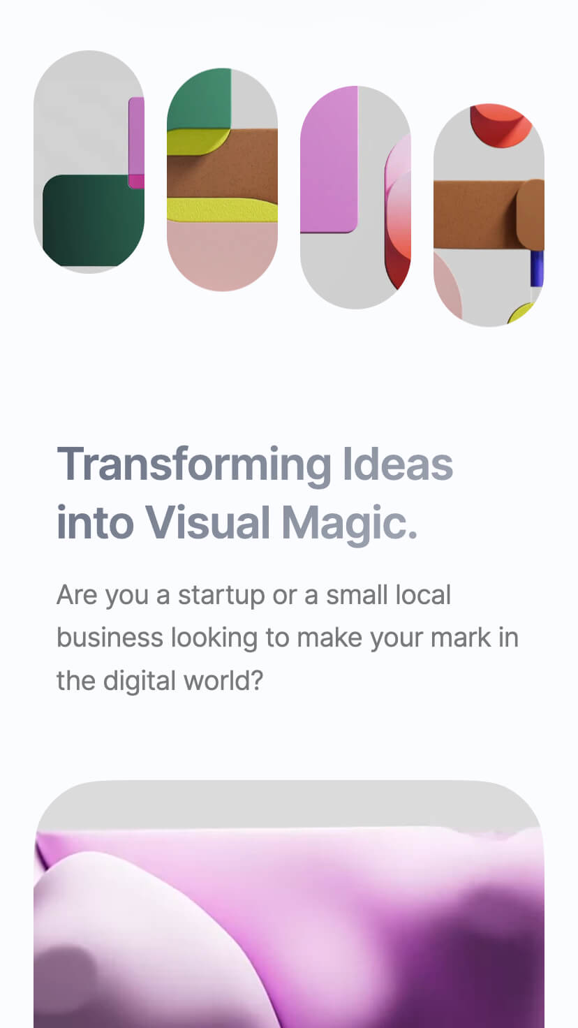 Webflow Minimal Tempate for Onepage cretive website, mobile version