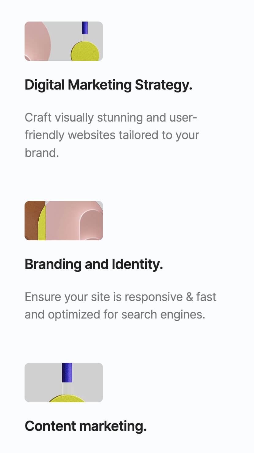 Webflow Minimal Tempate for Onepage cretive website, mobile version