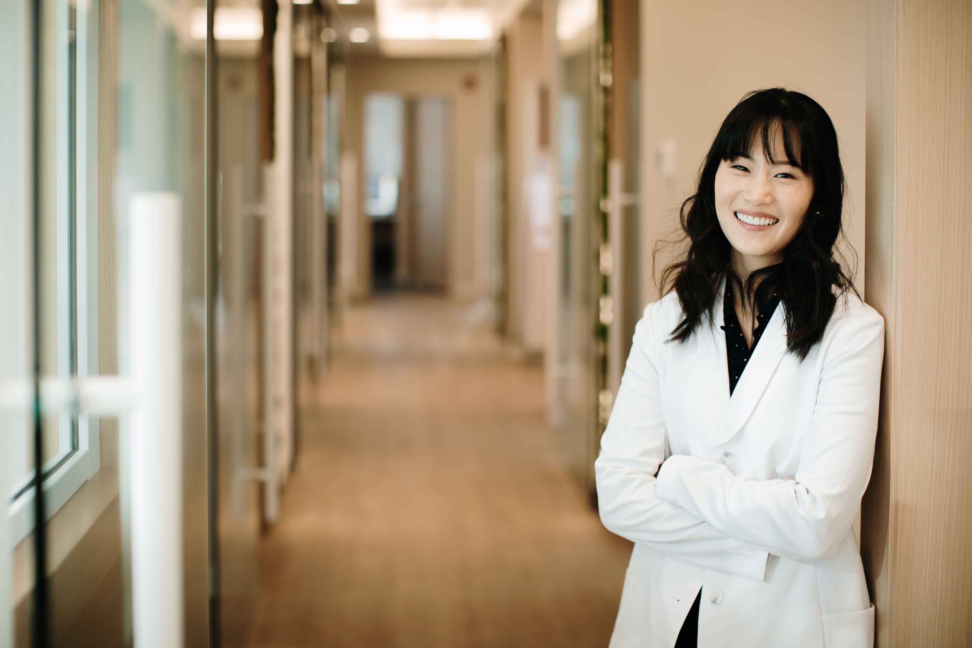 Dr. Linda Lee smiling in the waiting room