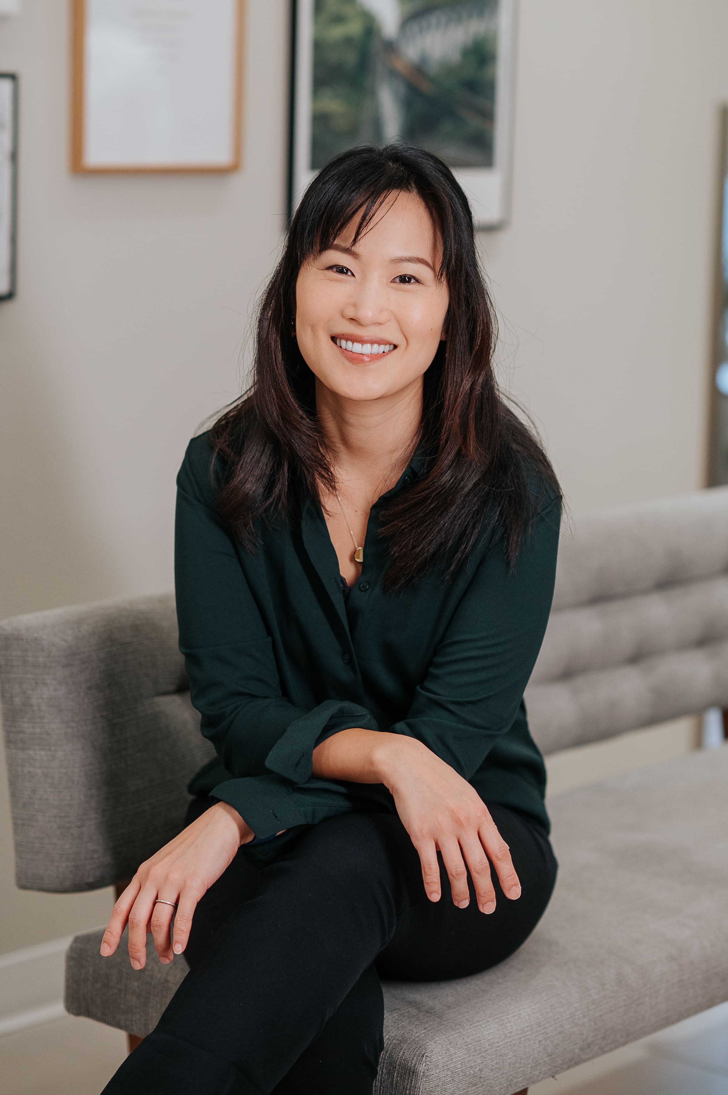 Dr. Linda Lee smiling in the waiting room