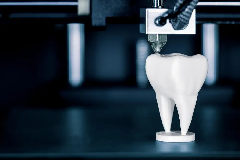 3D Printing in Dentistry: A tooth model being 3D printed