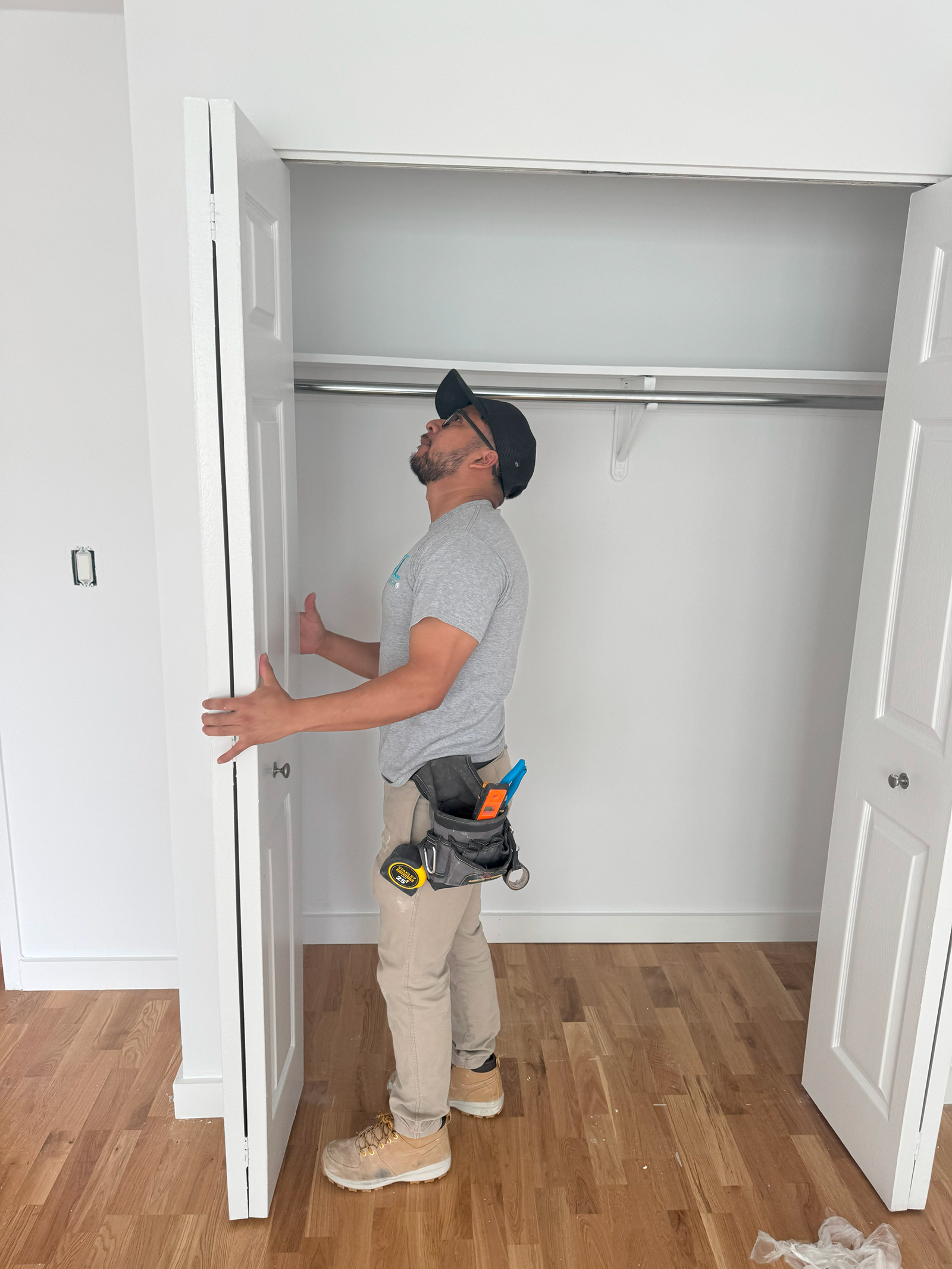 another image of a technician installing solar panels for a green tech/cleantech company
