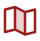 Red open book icon symbolizing reading, learning, or literature