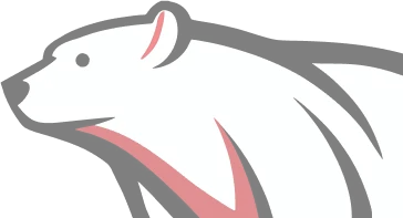 Stylized white and gray polar bear logo with minimalist design