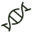 Simple black icon of a DNA double helix.