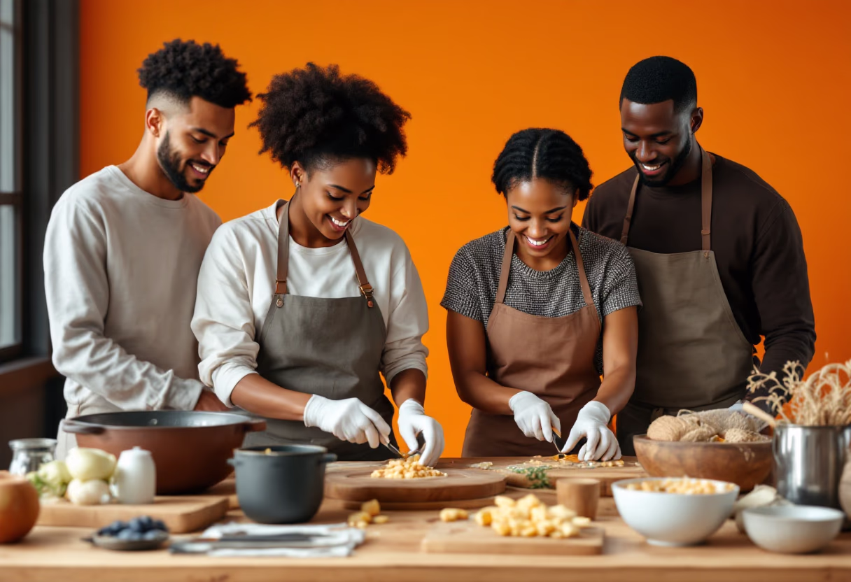 image of volunteers preparing meals at a humanitarian event