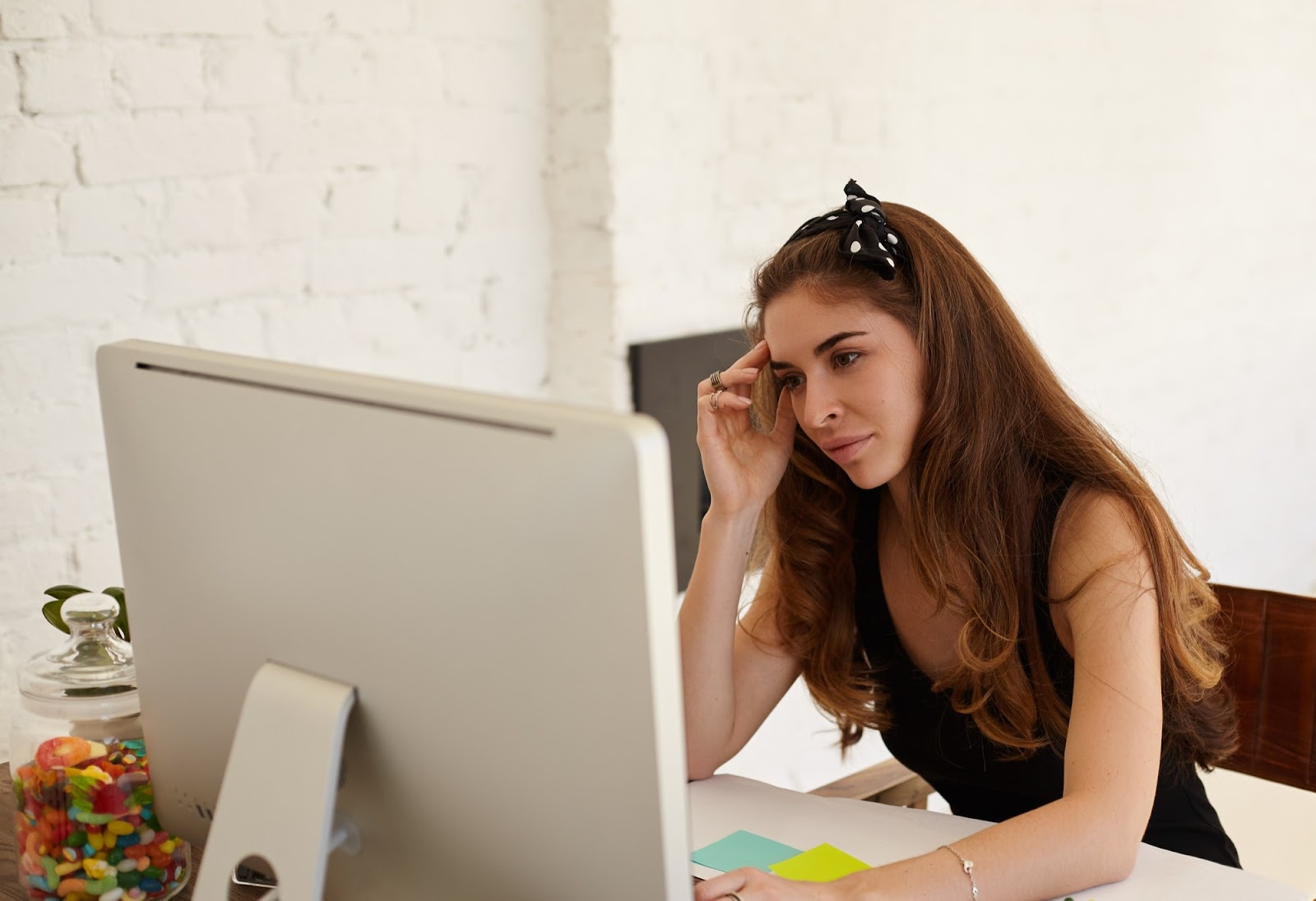 woman working on a computer