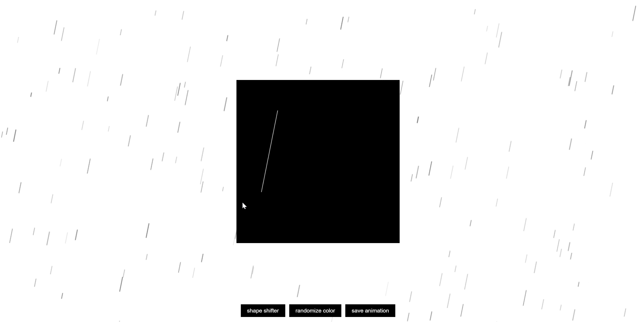 An interactive web application that transforms a simple drawn line into a dynamic, full-screen generative art animation that you can customize and save.