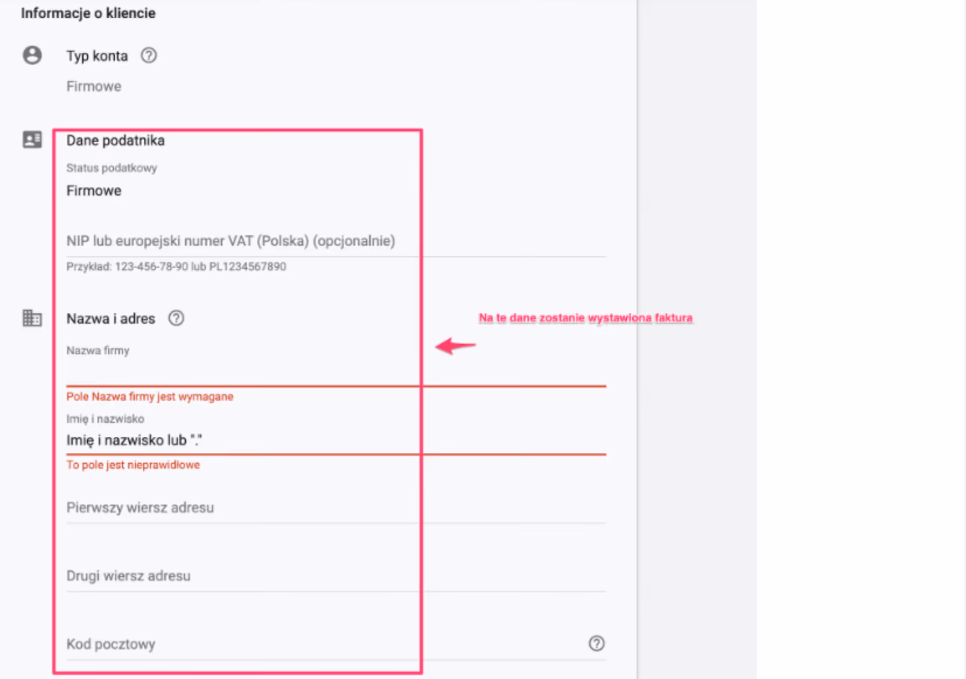 Screen Wprowadzenie danych