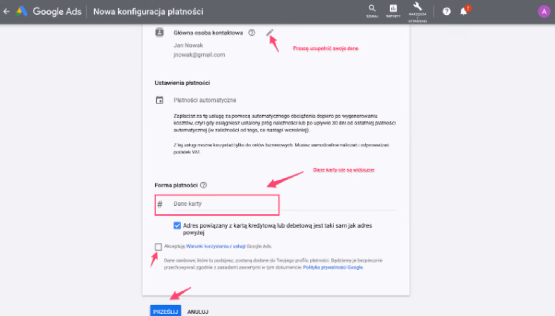 Screen Wprowadzenie danych