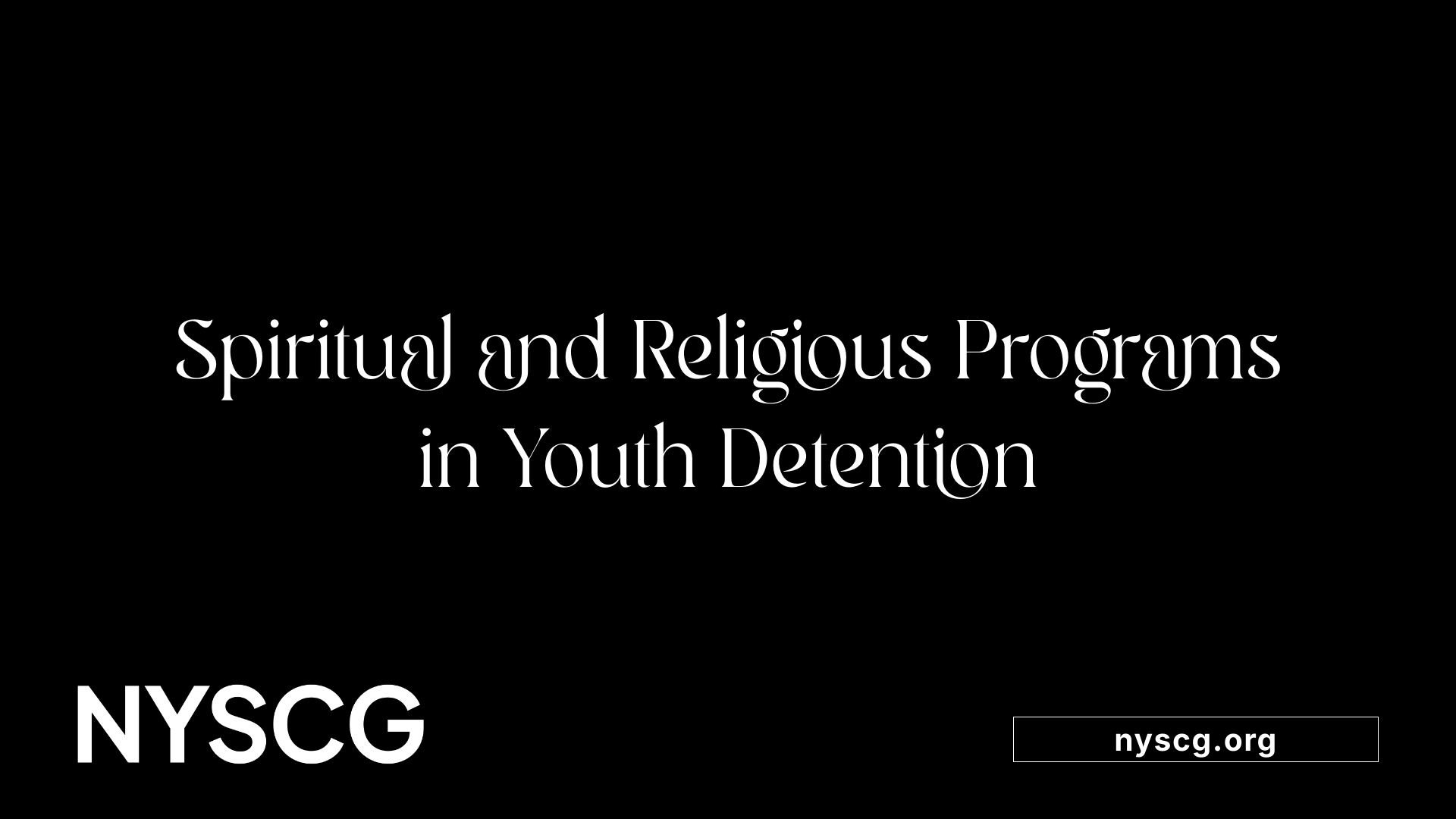 Spiritual and Religious Programs in Youth Detention