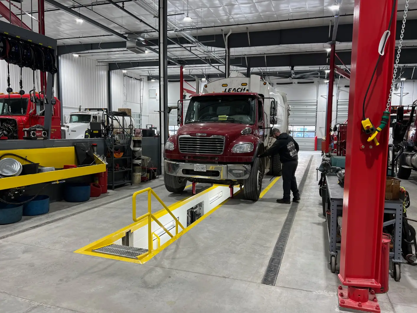 Diesel mechanic performing DOT Inspection in Dubuque, IA