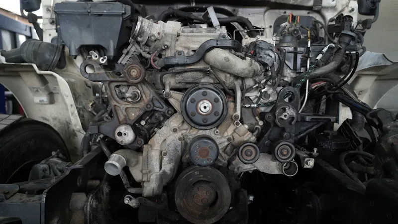 RV repair facility with multiple motorhomes and a heavy-duty truck parked for commercial service and maintenance.