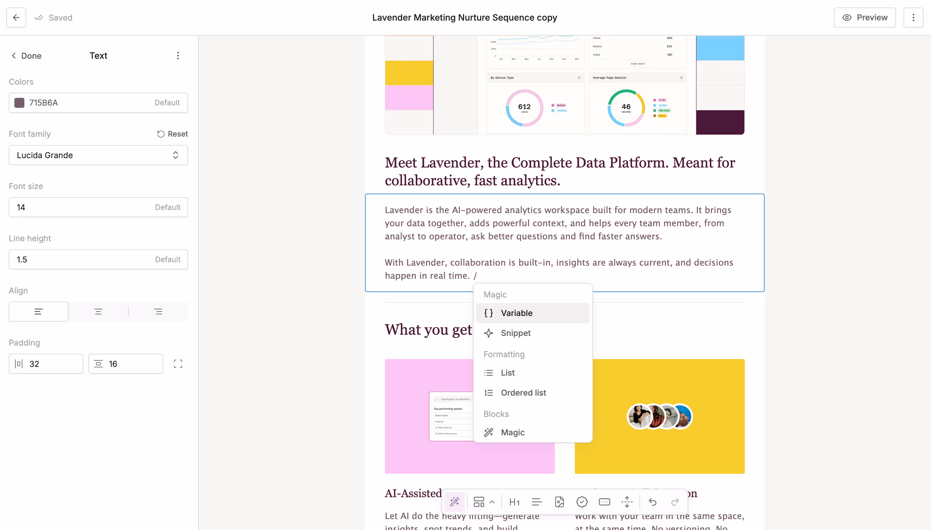 image of the emails designer in the conversion app