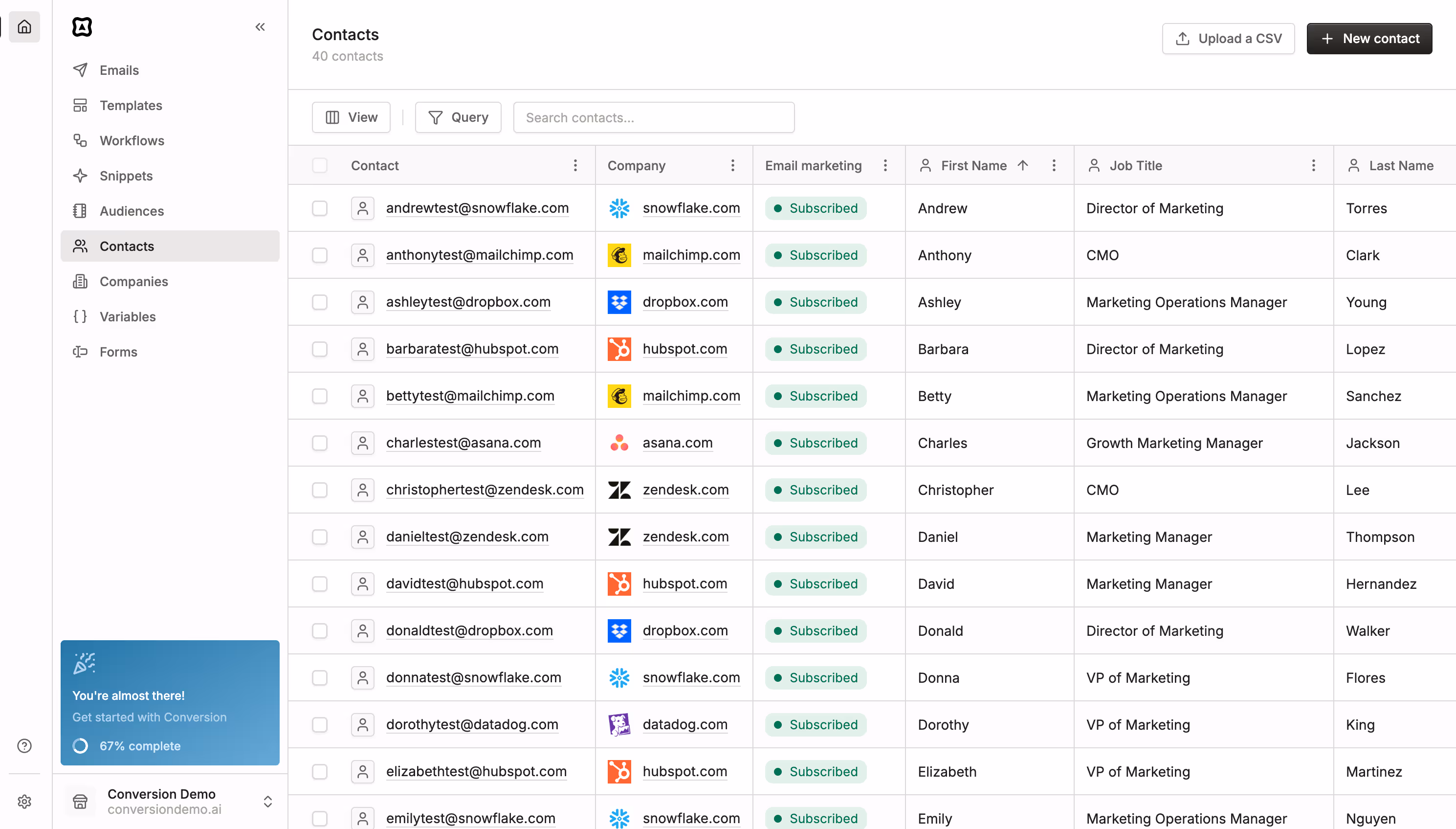 image of the leads crm in the conversion app