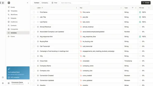image showing the crm within the conversion app