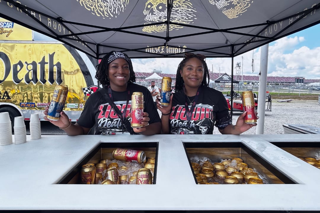 Brand ambassadors at Liquid Death experiential marketing event