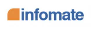 Infomate company logo with a stylized orange and blue design.