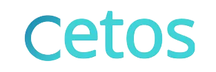 Logo text displaying the word 'cetos' in a gradient blue-green font.