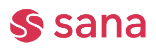 Sana company logo with stylized S icon.