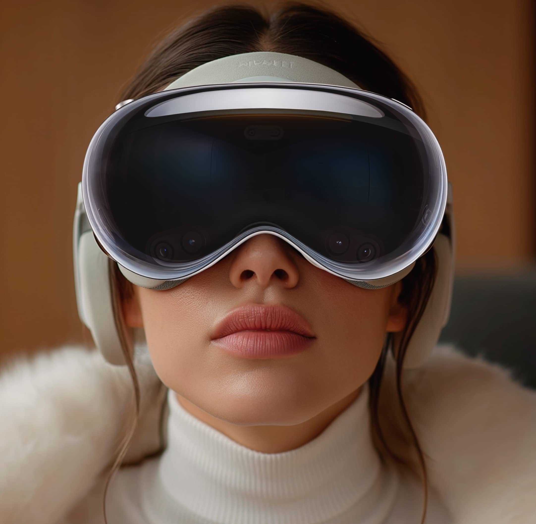 Woman With Virtual Reality Glasses Portrait - VR X Webflow Template