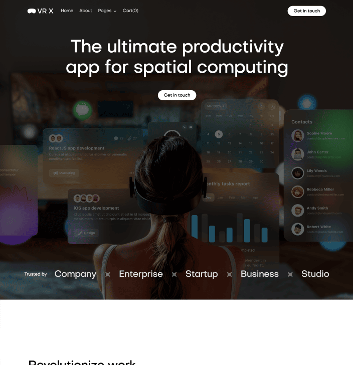 VR X - Home V3 Main Page - VR Productivity App Webflow Template