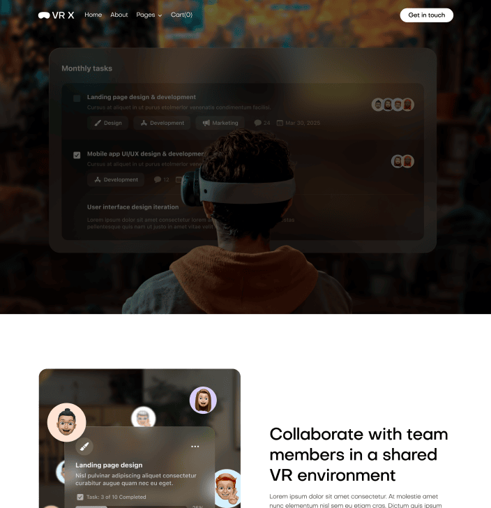 VR X - Features Single Main Page - VR Productivity App Webflow Template