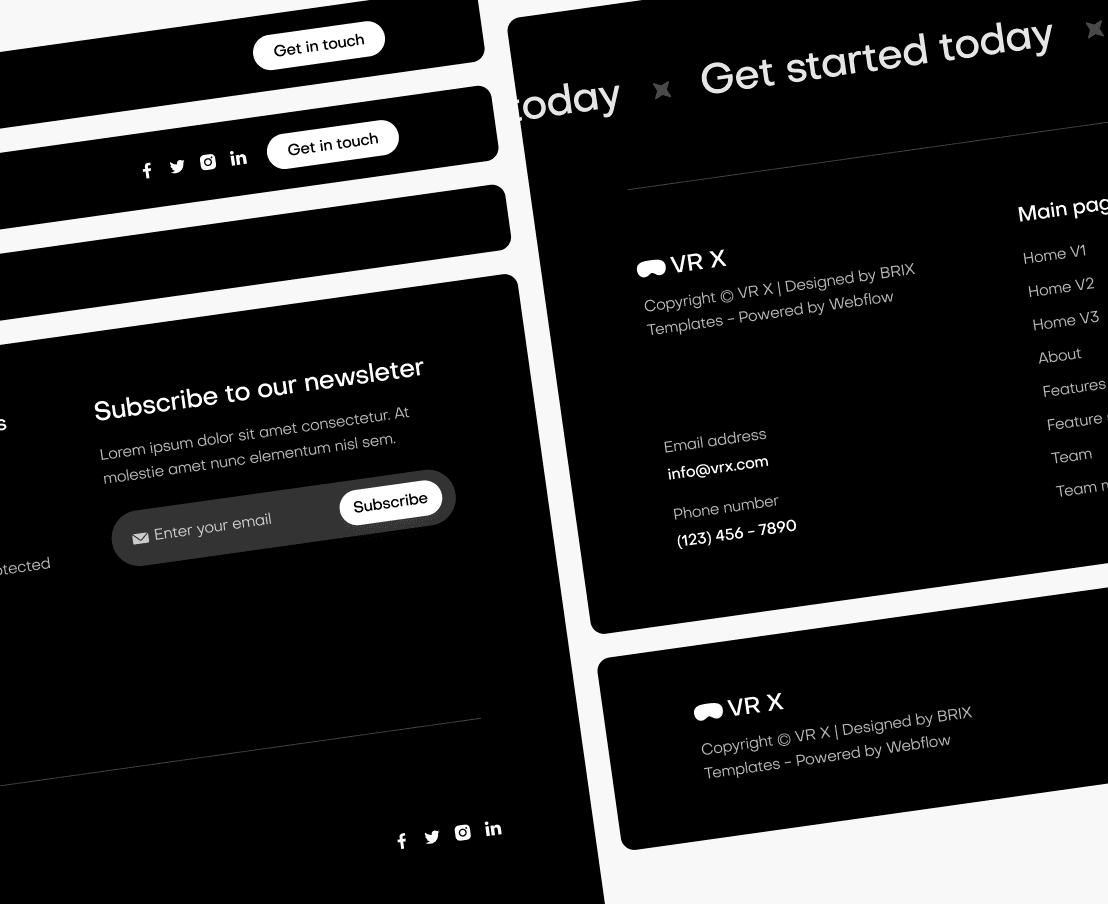VR X - 3 Headers And Footer - VR Productivity App Webflow Template