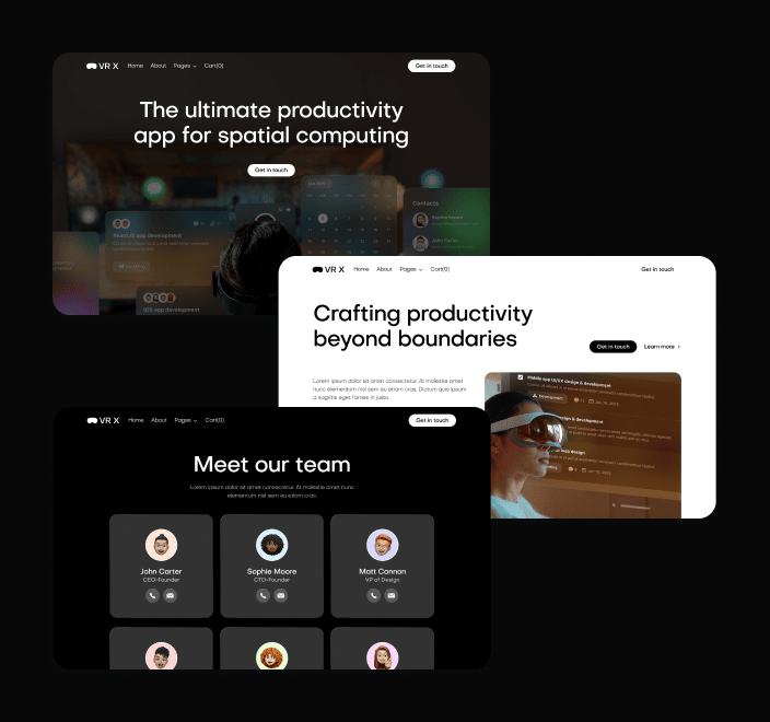 VR X - 38 Sections Included - VR Productivity App Webflow Template