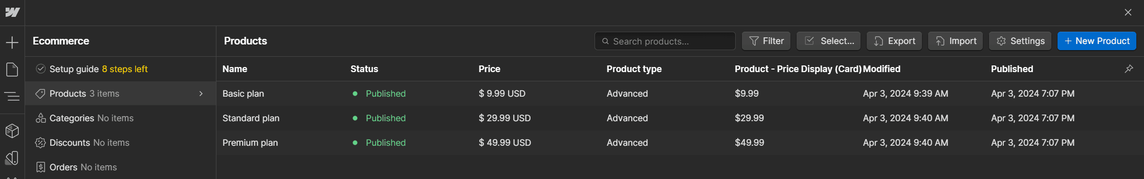 Ecommerce Collection - VR X Webflow Template