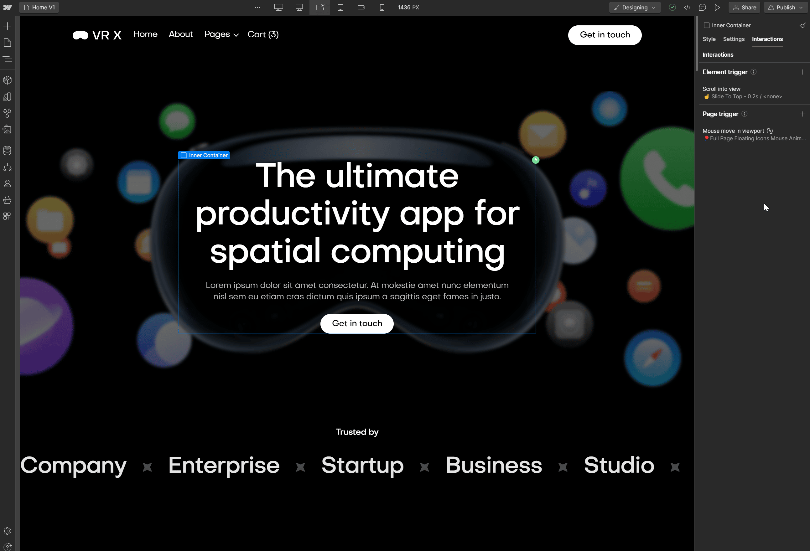 Animations - VR X Webflow Template